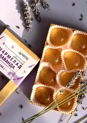 Мармелад цветочный Лаванда в крафтовой упаковке 100 г Мармелад цветочный Лаванда в крафтовой упаковке 100 г