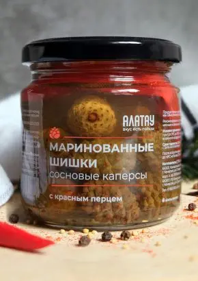 Каперсы из сосновых шишек маринованные с красным перцем, 200 мл Каперсы из сосновых шишек маринованные с красным перцем, 200 мл