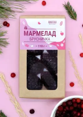 Мармелад ягодный Брусничка в крафтовой коробке, 110г Мармелад ягодный Брусничка в крафтовой коробке, 110г